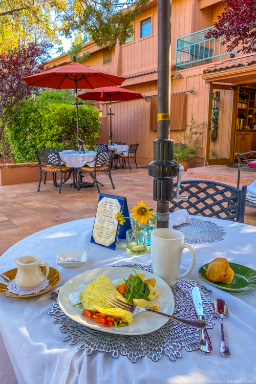 Road Trip Tips - My excellent breakfast in Sedona, before hitting the road for Durango