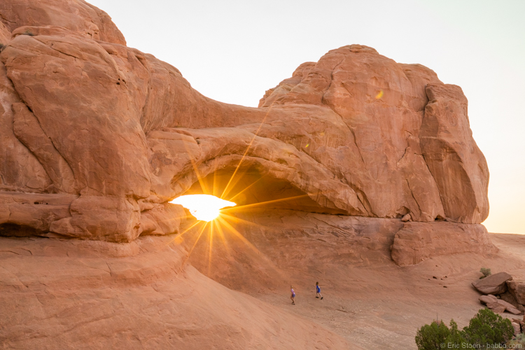 Arches National Park with Kids: Sunrise through Eye of the Whale Arch
