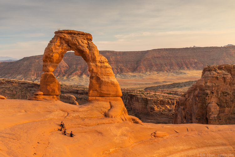 Arches National Park with Kids: Delicate Arch at sunset