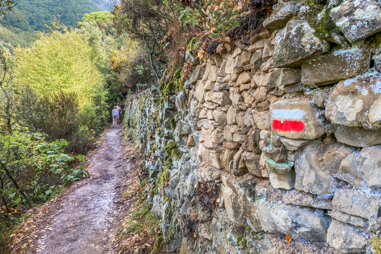 Cinque Terre - Trail N. 586. The entire trail system is marked with the red and white blazes you see here. 