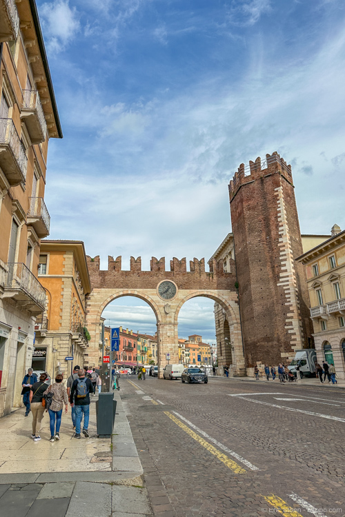 Walking from the train station to the historic center of Verona, you pass through this gate