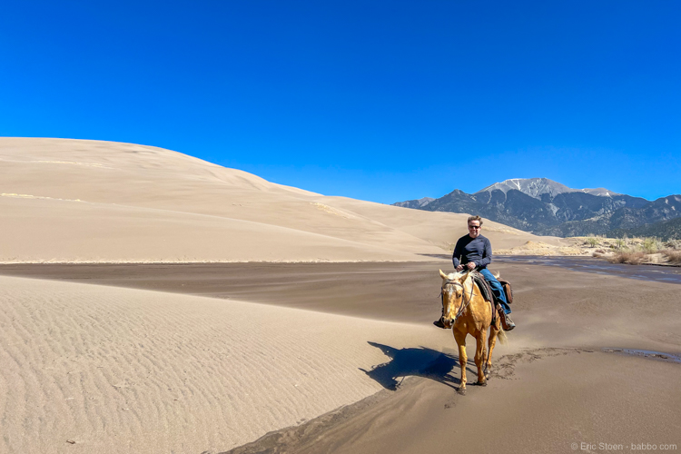 Colorado road trip = San Luis Valley - Hey I'm on a horse at the sand dunes! 