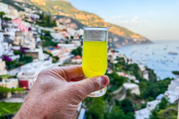 Positano Italy and the Amalfi Coast with kids - Limoncello at Mirage