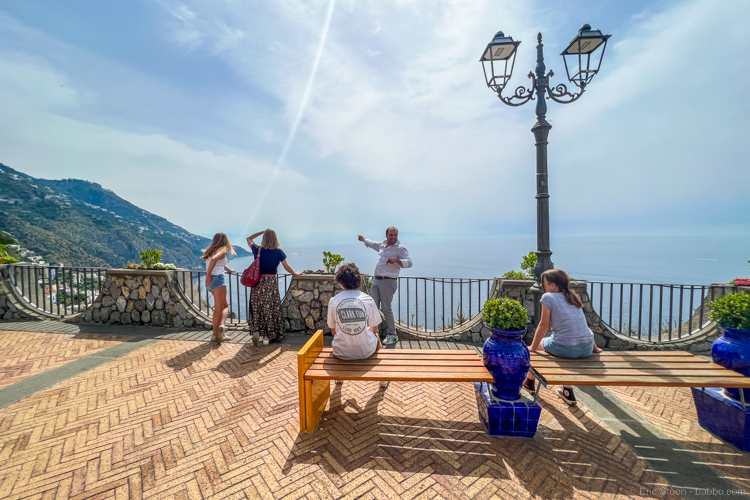 Positano Italy and the Amalfi Coast with kids - Paolo telling us about the coast at a lookout