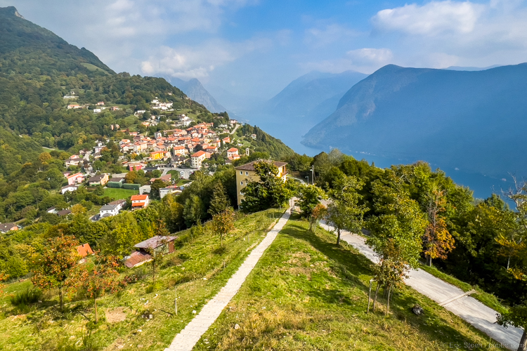 Lugano Switzerland: Hiking down from the top of Monte Bre