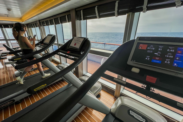Adventures By Disney Antarctica - Working out with my daughter in the gym during the calm Drake Passage crossing