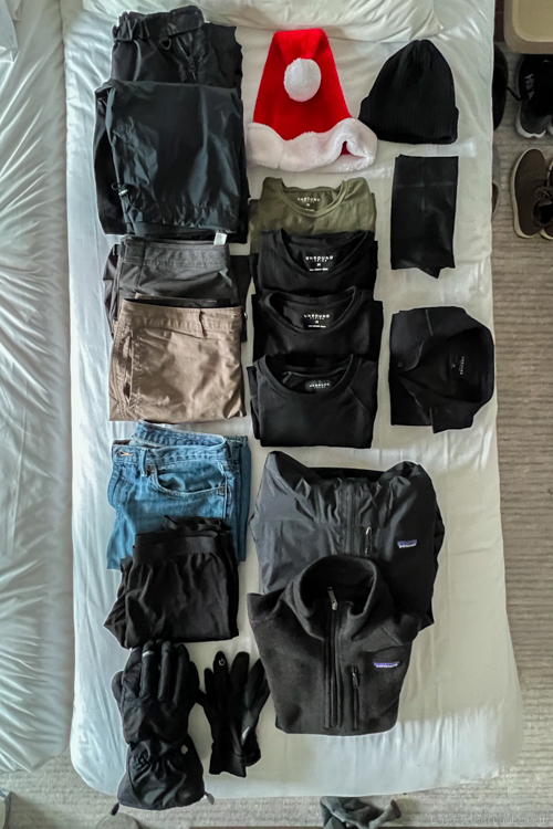 Antarctica Packing List - Most of my Antarctica clothing - pretty much everything except socks and underwear