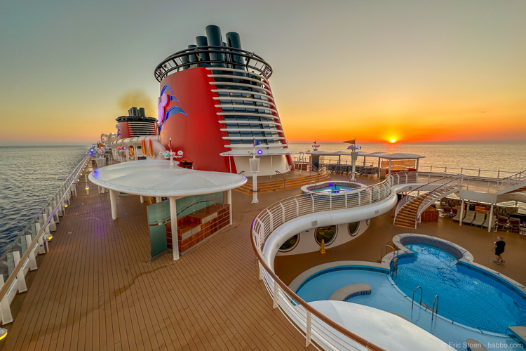The Disney Fantasy cruise at sunrise