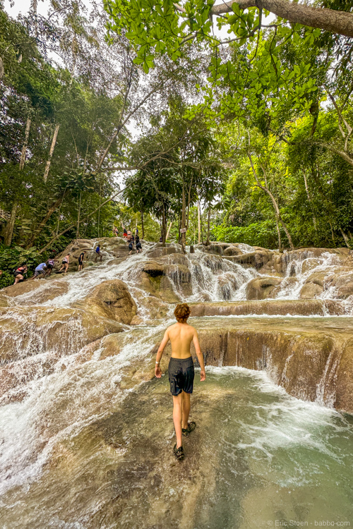 At Dunn's River Falls in Jamaica