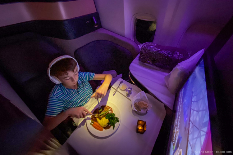 Book the Qatar QSuite for Miles: My son in a QSuite, flying LA-Doha