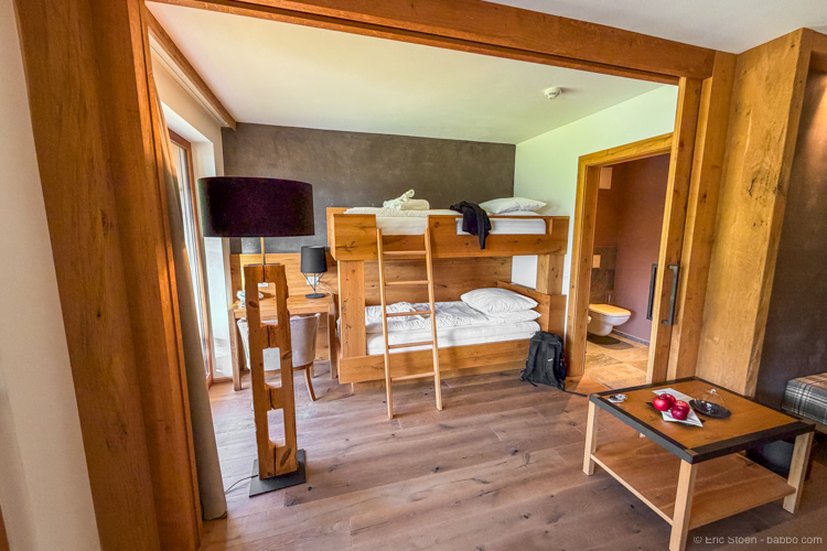 Where to stay in the Dolomites: bunk beds at Cyprianerhof
