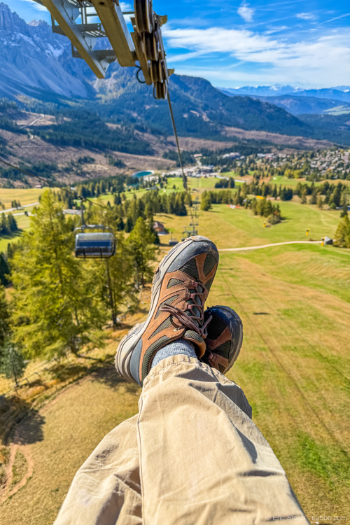 Heading down to Lake Carezza. My perfect hiking clothes: Patagonia pants, Darn Tough socks, Helly Hanson shoes